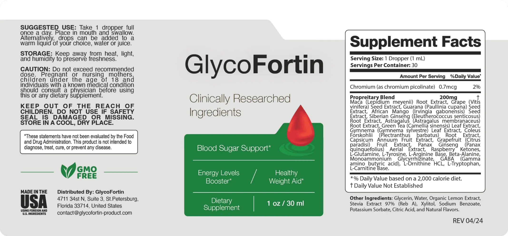 GlycoFortin Supplement Facts